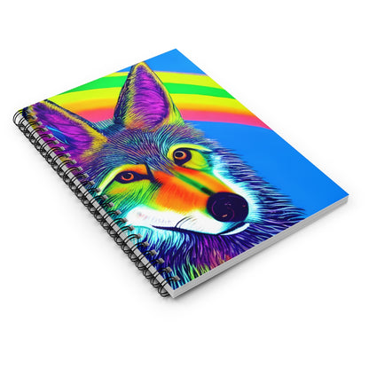 Colorful Wolf Notebook - Spiral Bound with Rainbow Design