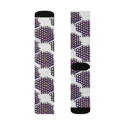 Stylish Purple & White Patterned Socks - Great Footwear Accessory!