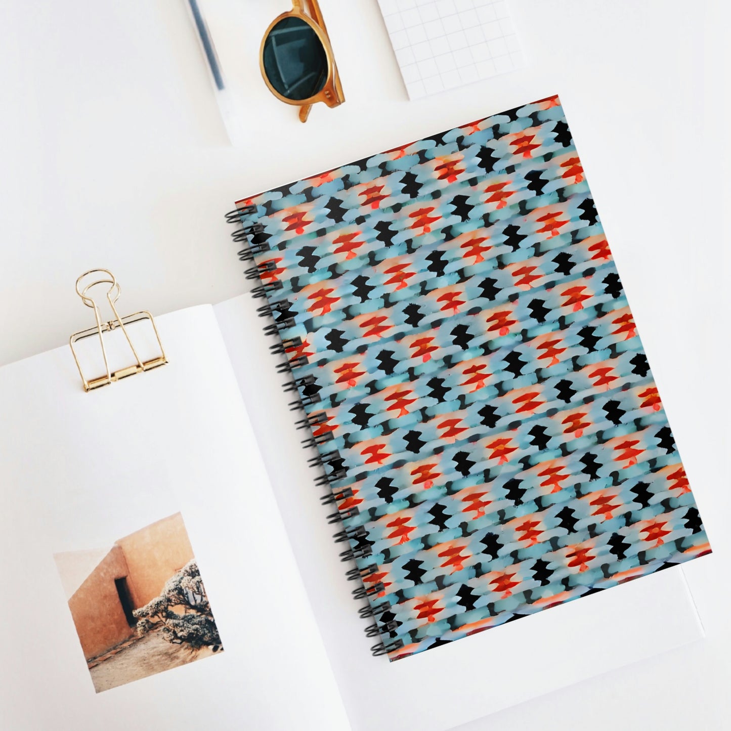 Orange & Blue Spiral Notebook: Patterned Inspiration on Every Page