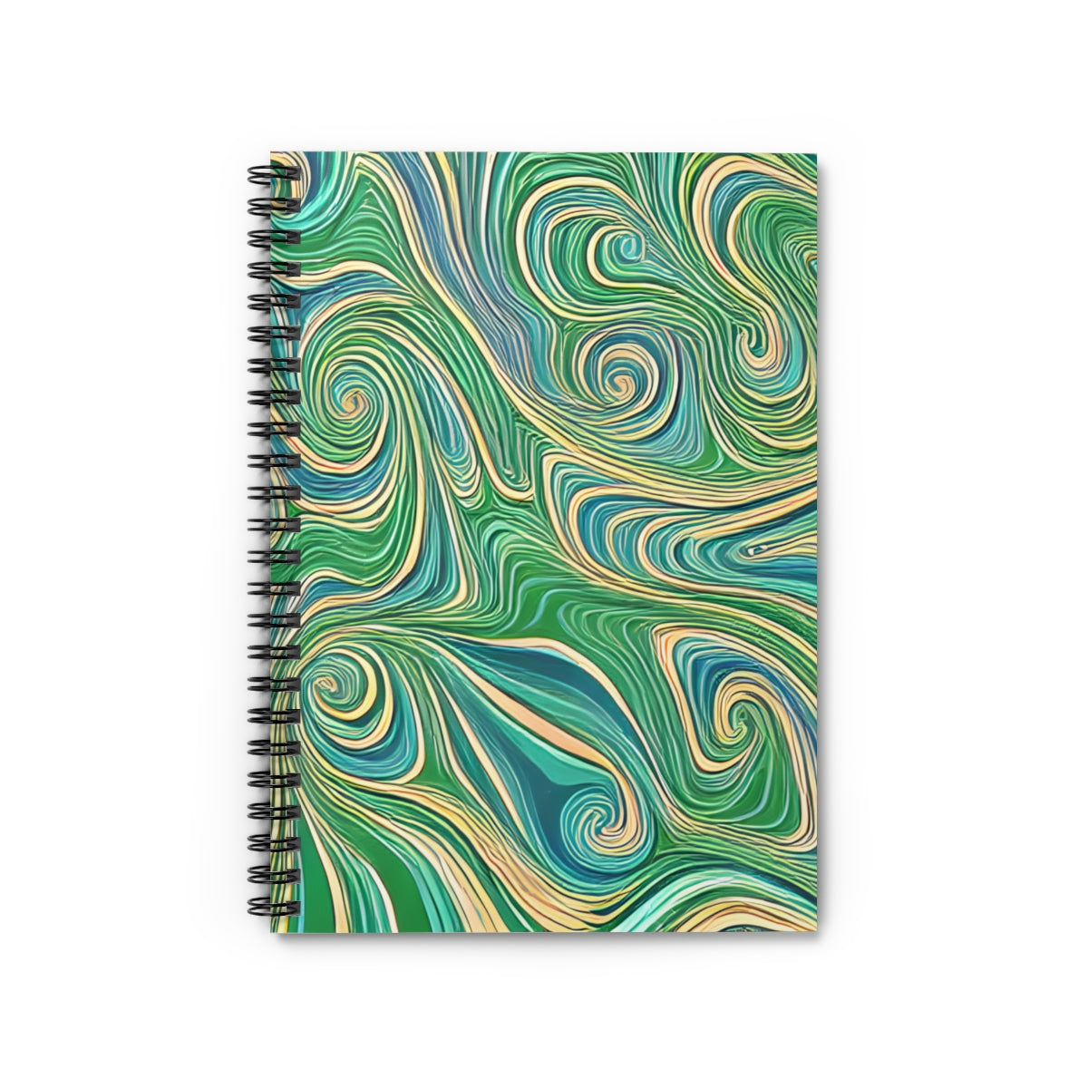 Spiral Notebook with Blue & Green Swirl Design: Perfect for Notes!