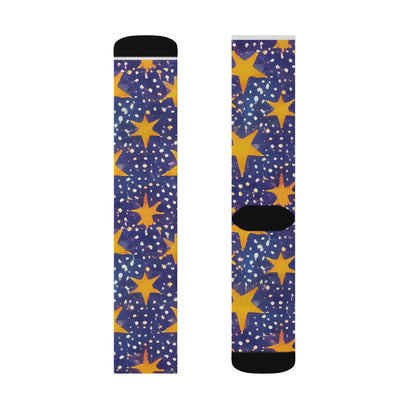 Star-Spangled Blue and Yellow Socks: Brighten Up Your Step