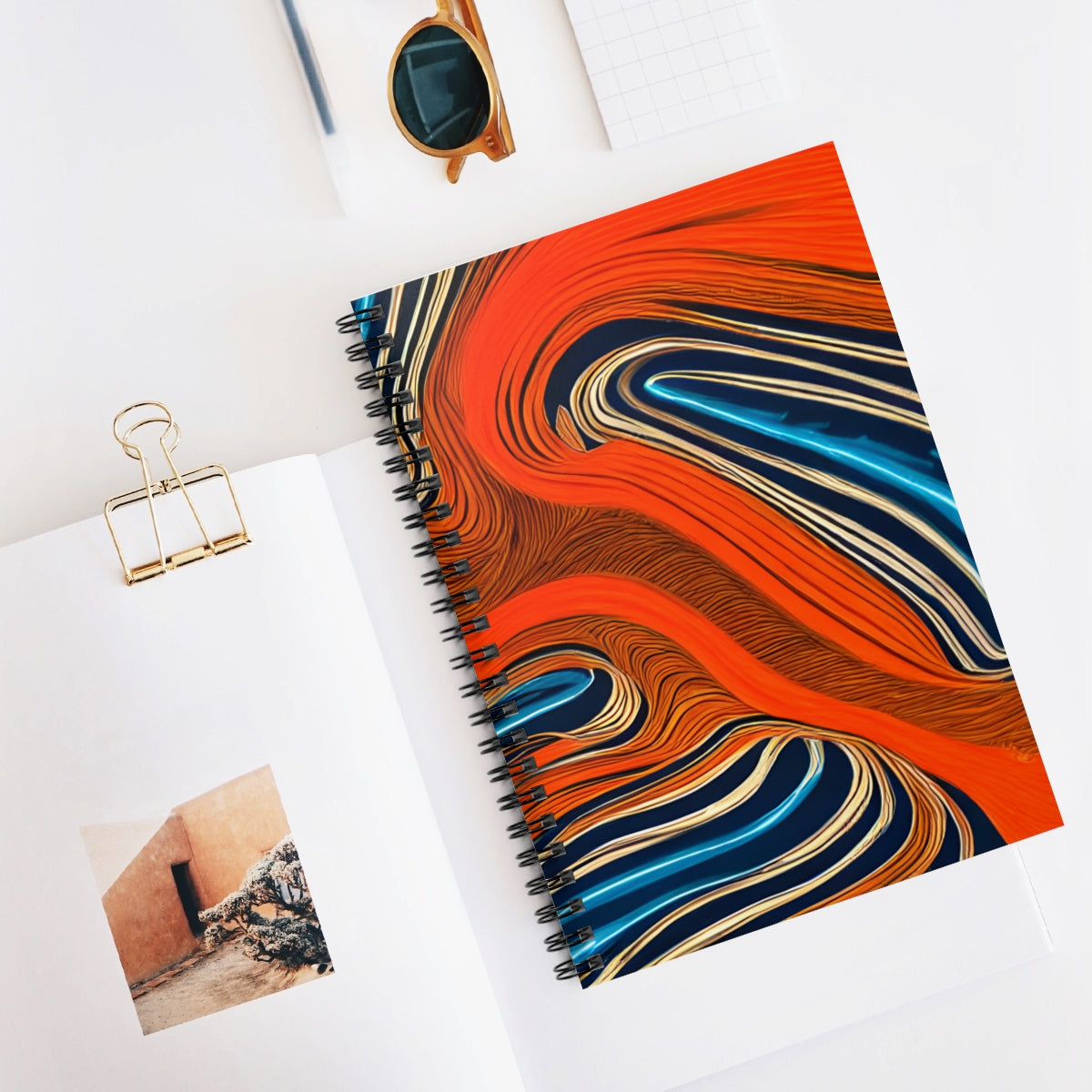 Swirling Orange and Blue Spiral Notebook: Perfect for School or Work!