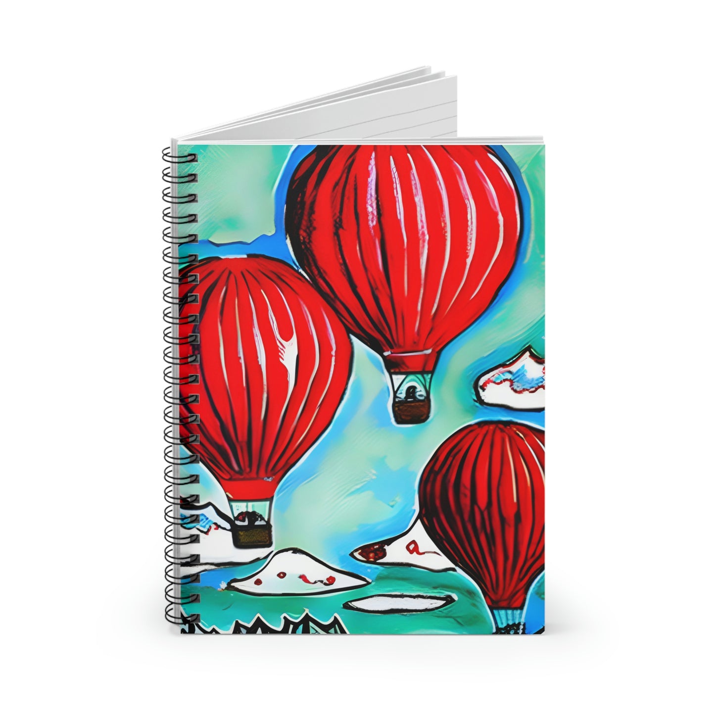 Spiral Notebook with Colorful Hot Air Balloons Design