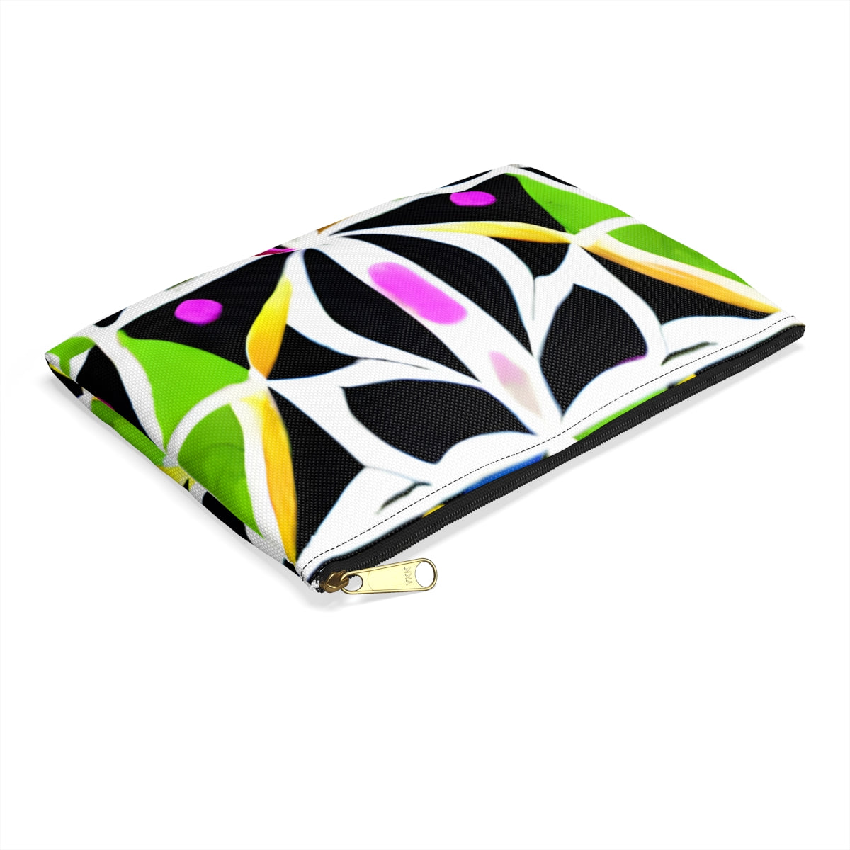 Colorful Design on a Black & White Zipper Pouch for Everyday Use