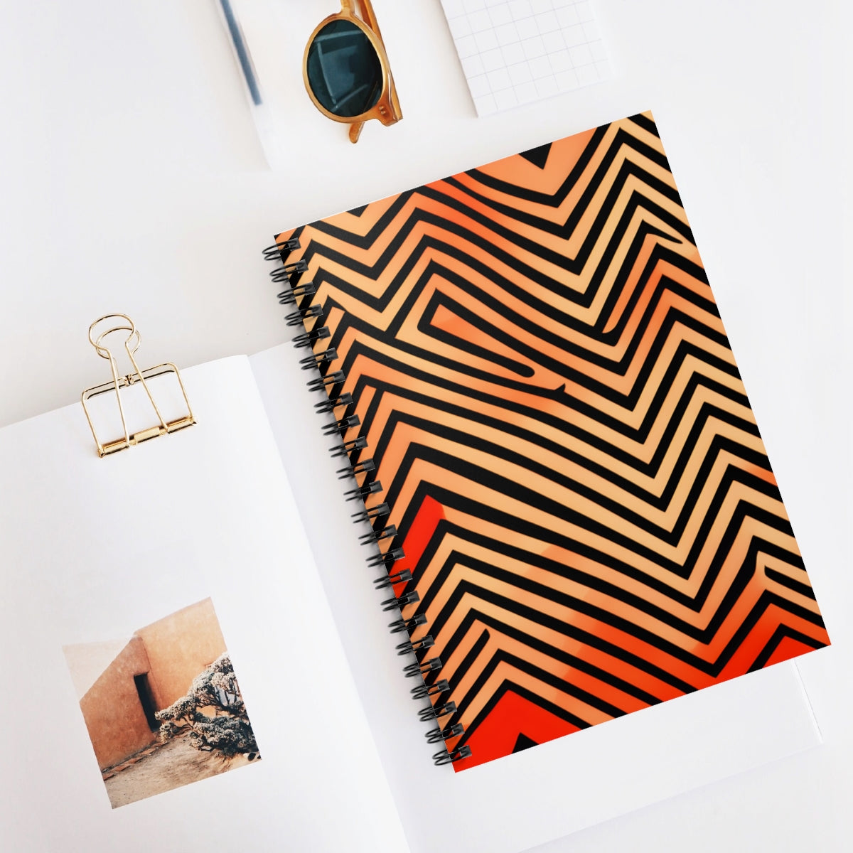 Jot in Style: The Bold Orange and Black Zigzag Spiral Notebook