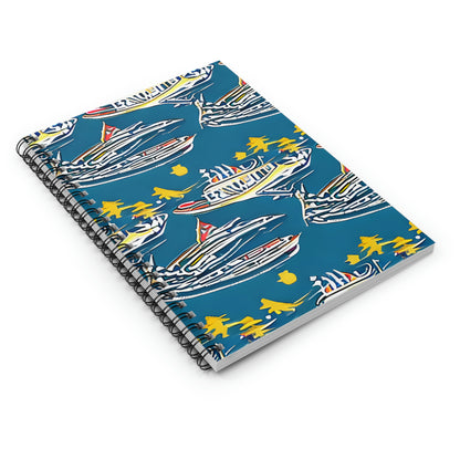 Set Sail with Style: Boat Pattern Spiral Notebook