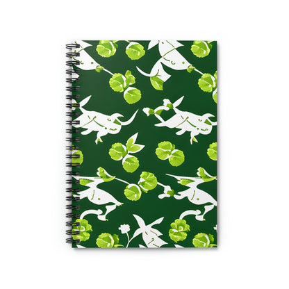 Green Spiral Notebook: White-Patterned, Eco-Friendly Design