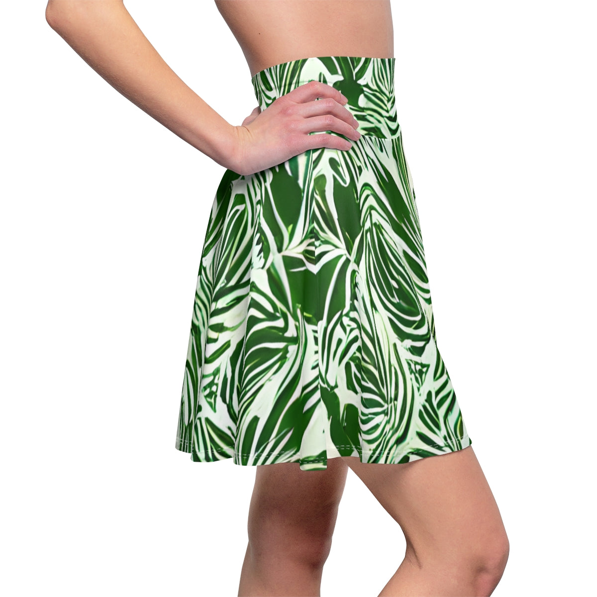 Tropical Chic: Green & White Print Skirt for Effortless Style