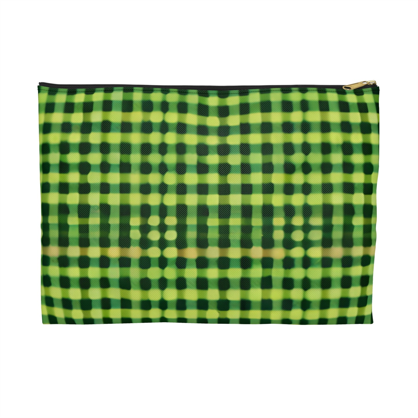 Check out this stylish green and black zipper pouch!