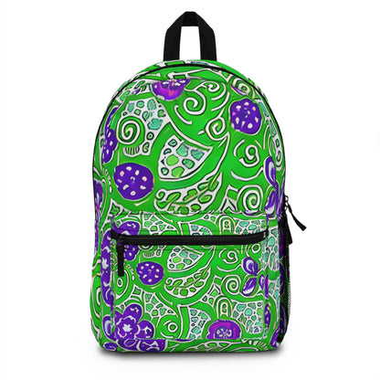 Paisley Pattern Backpack in Eye-Catching Green and Purple Hues