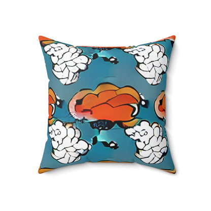 Introducing the Smart Orange & Blue Pillow with a Brain Design