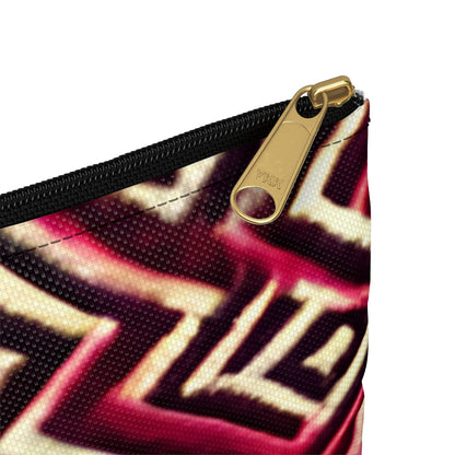 Geometric Red & Black Zipper Pouch: Stay Organized in Style!