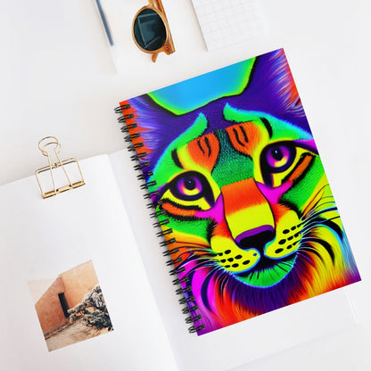 Feline Fun: Colorful Spiral Notebook with Cat Face