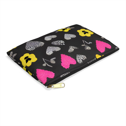 Black and Yellow Heart Zipper Pouch: Fun and Functional Accessory