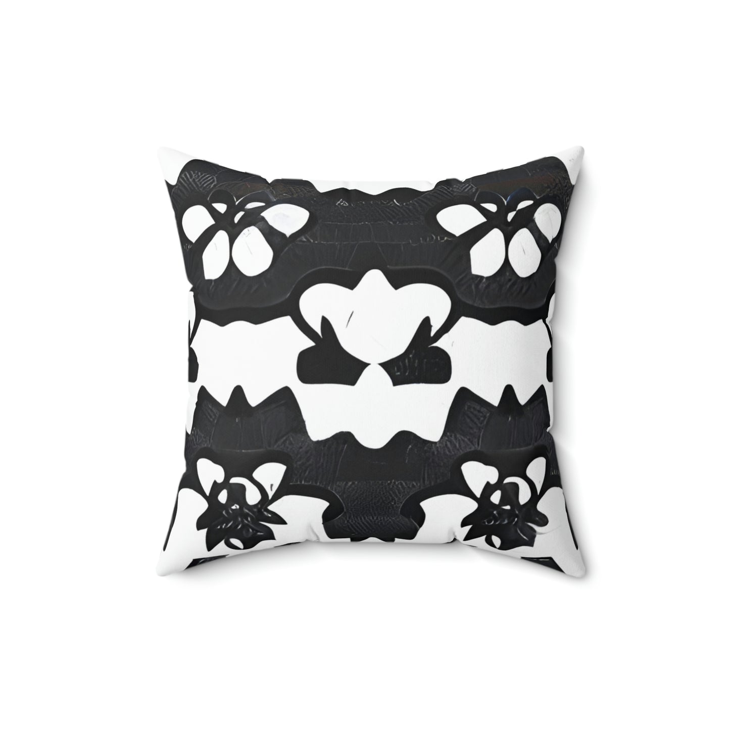 Chic Contrast: Floral Pattern Black and White Pillow