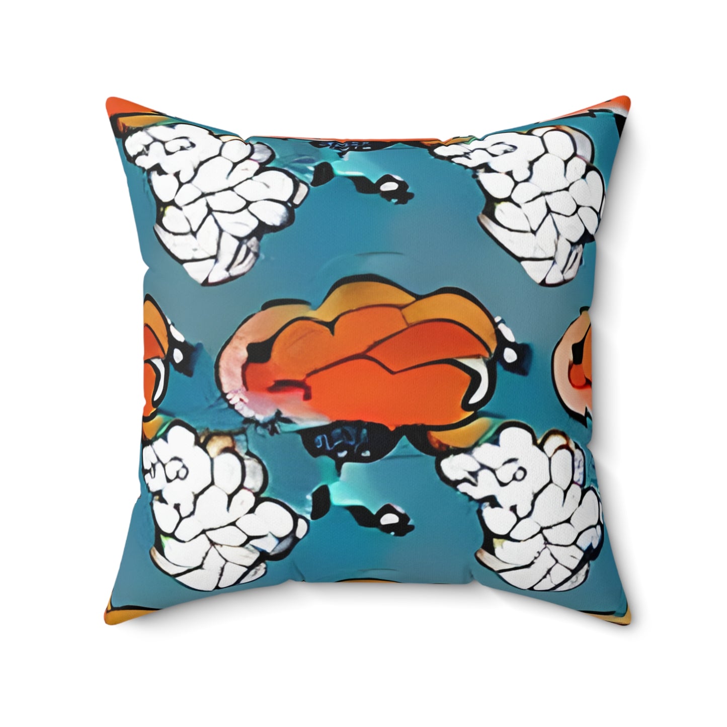 Introducing the Smart Orange & Blue Pillow with a Brain Design