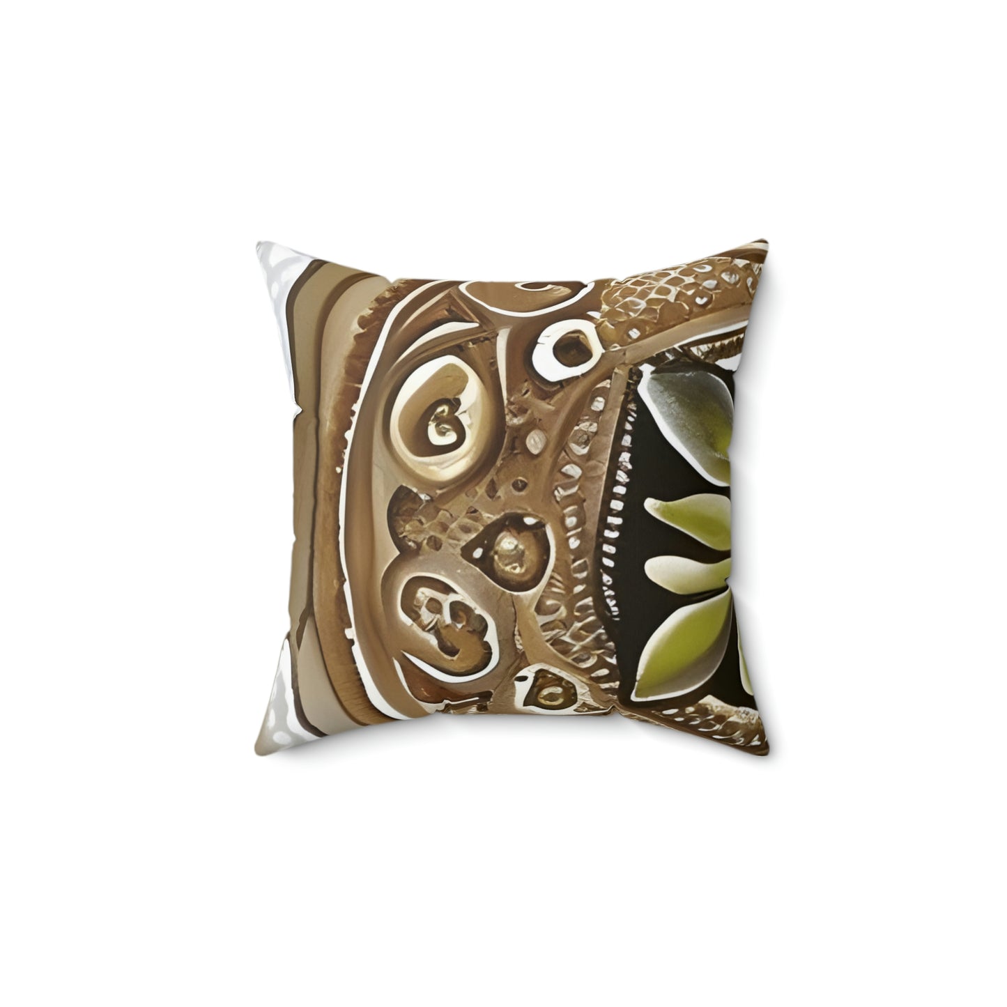 Abstract Charm: Brown & White Throw Pillow with an Eye-Catching Design