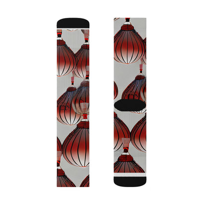 Bold and Playful Socks with Striking Red and Black Design