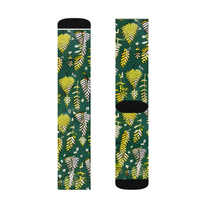 Lively Leaves Socks - Green & Yellow, Nature-Inspired Design