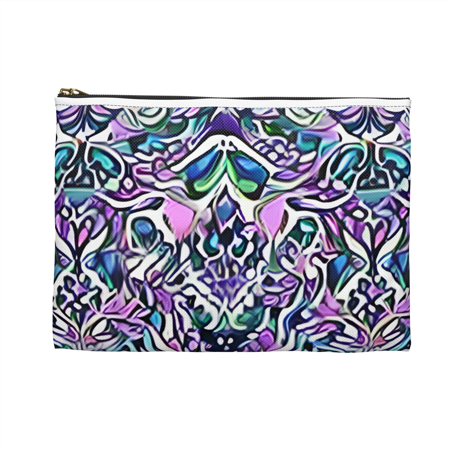 Colorful Zippered Pouch: Purple, Blue & Green Design