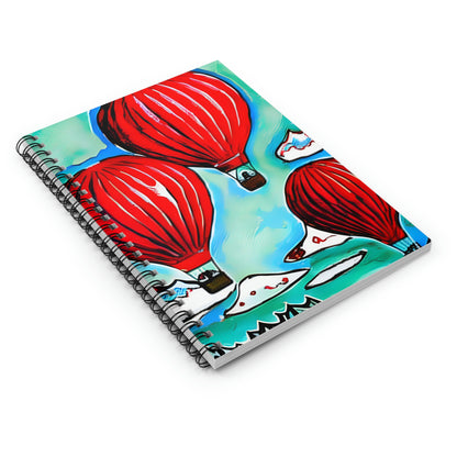 Spiral Notebook with Colorful Hot Air Balloons Design