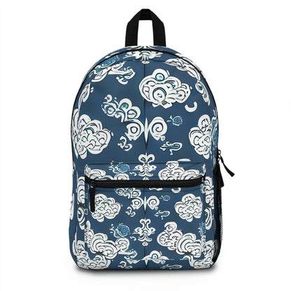 Up in the Sky: Blue and White Backpack with Clouds