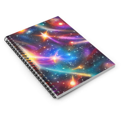 Sparkling Spiral Notebook with Colorful Starry Background