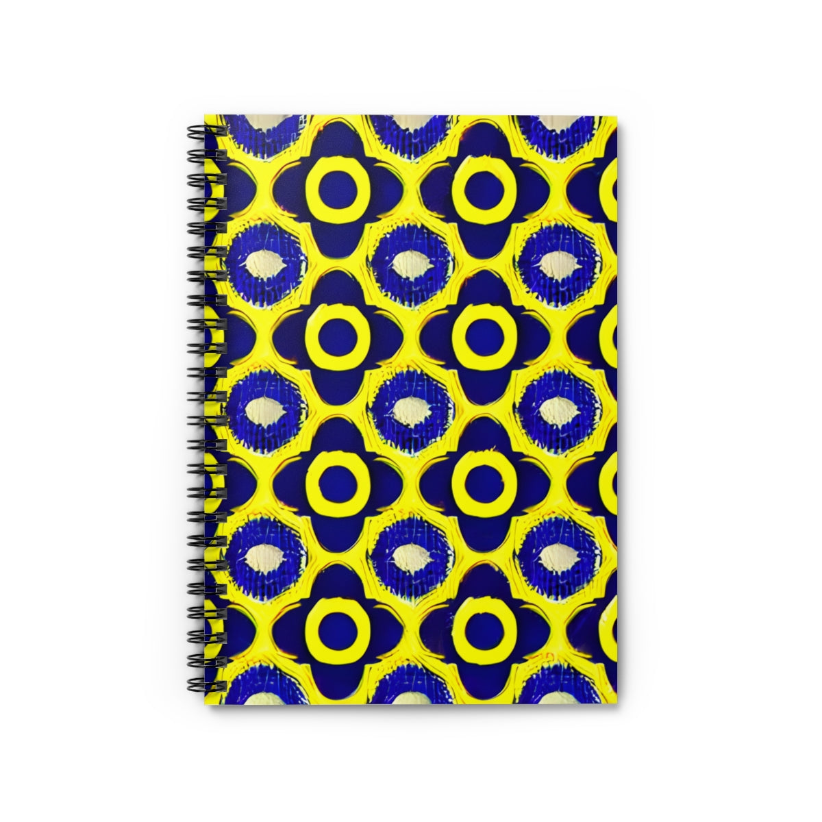 Colorful Spiral Notebook: Blue and Yellow Pattern Design