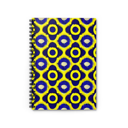 Colorful Spiral Notebook: Blue and Yellow Pattern Design