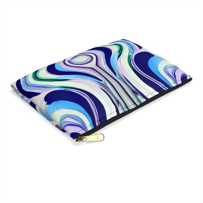 Stylish Blue & White Abstract Zippered Pouch