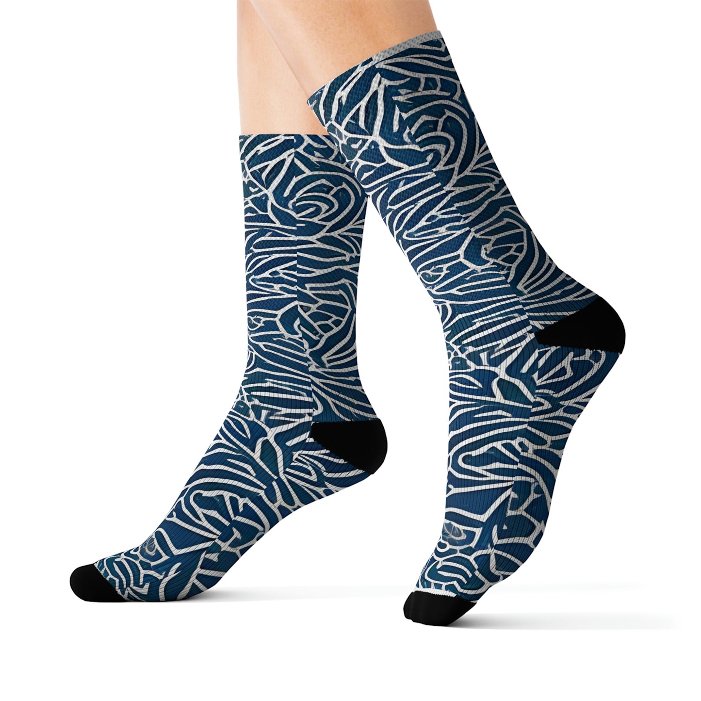 Step into Style with These Eye-Catching Blue and White Socks!