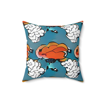 Introducing the Smart Orange & Blue Pillow with a Brain Design