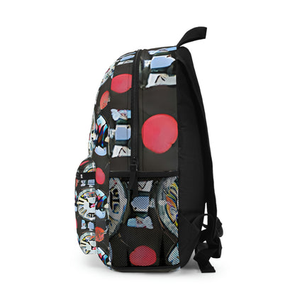 Timeless Style: Black Backpack with Clock Pattern Design