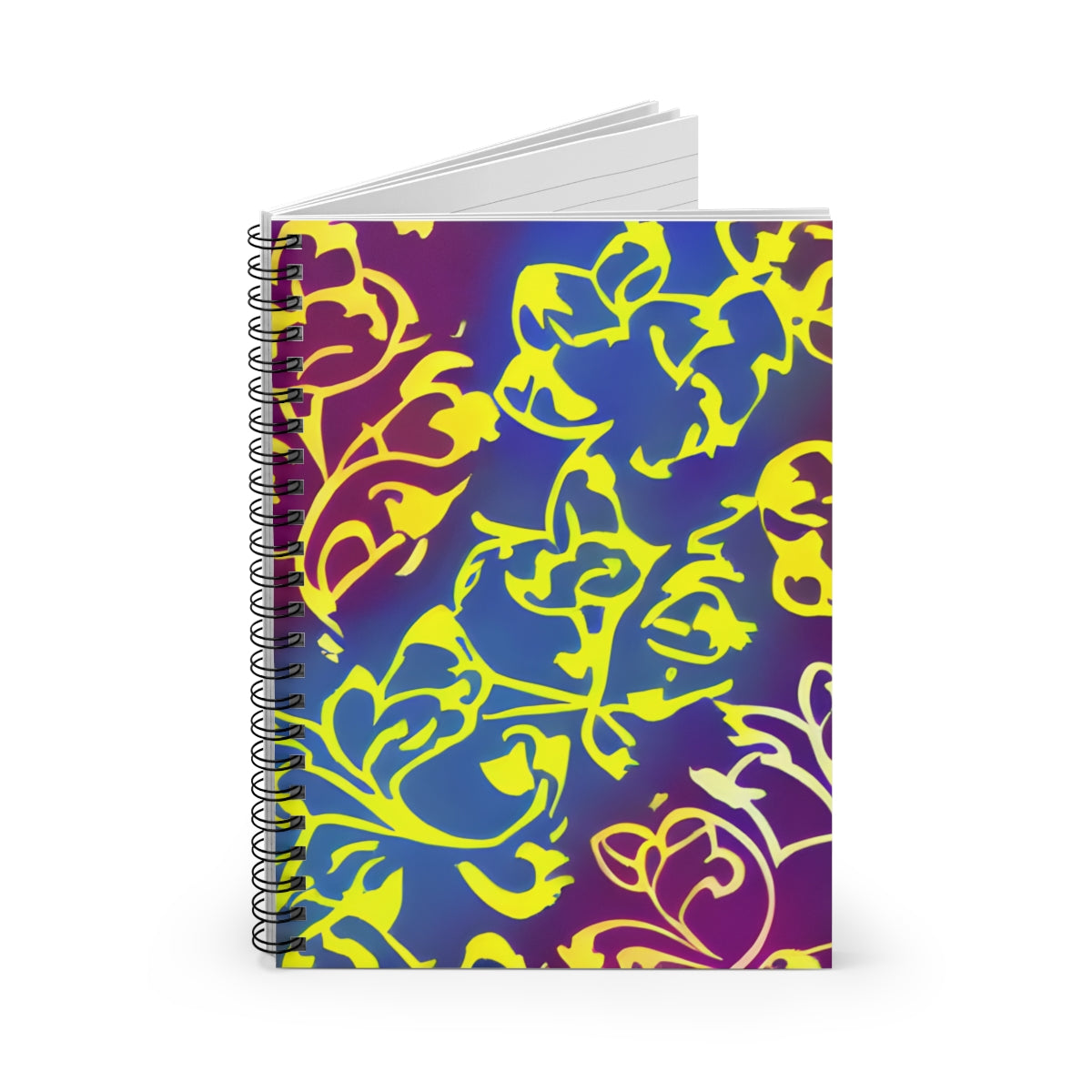 Flower Power Spiral Notebook: Yellow and Blue Floral Design