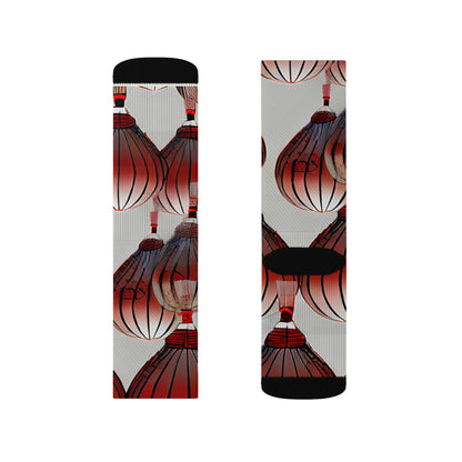 Bold and Playful Socks with Striking Red and Black Design