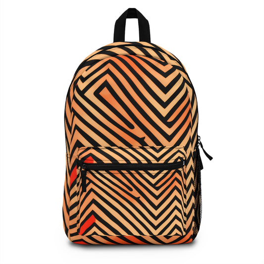 Bold and Vibrant: Discover Our Orange and Black Zigzag Pattern Backpack!