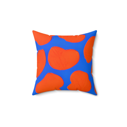 Love in Colors: Heart-adorned Orange and Blue Pillow