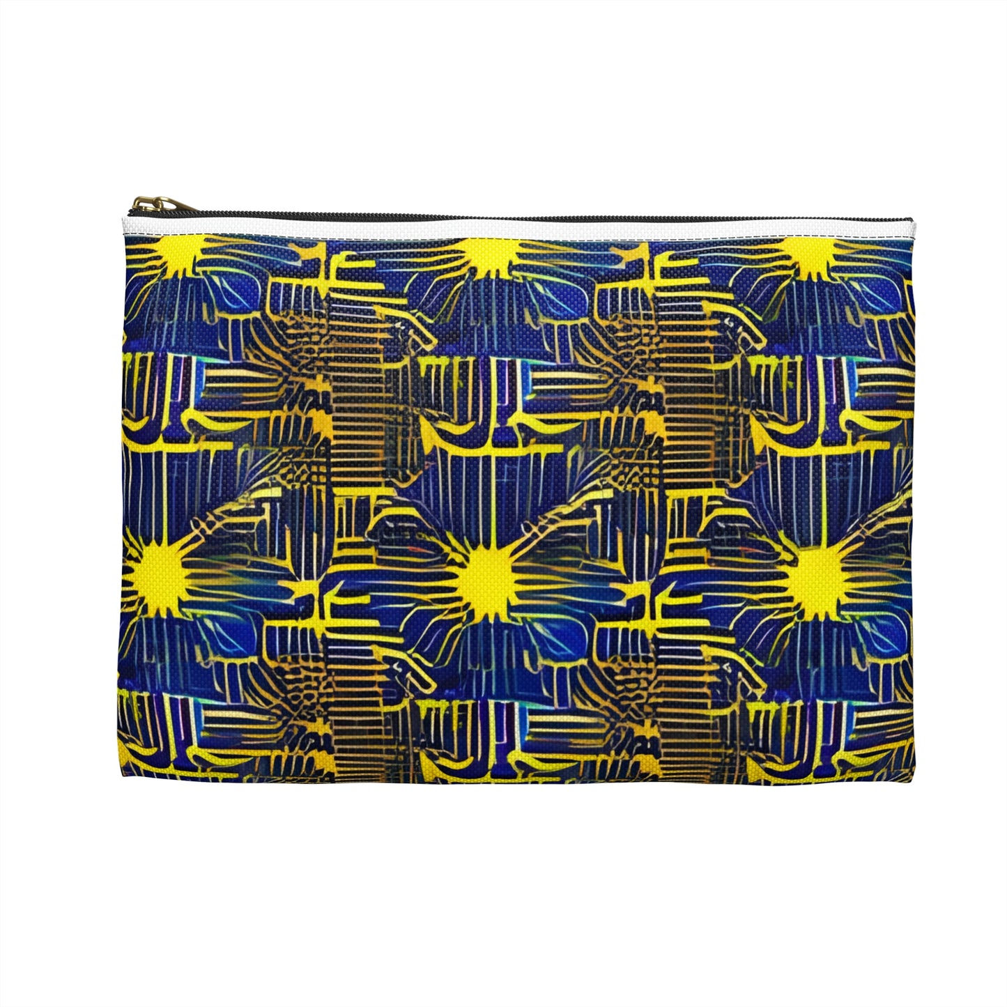 Vibrant and Playful: The Abstract Pattern Blue and Yellow Zipper Pouch