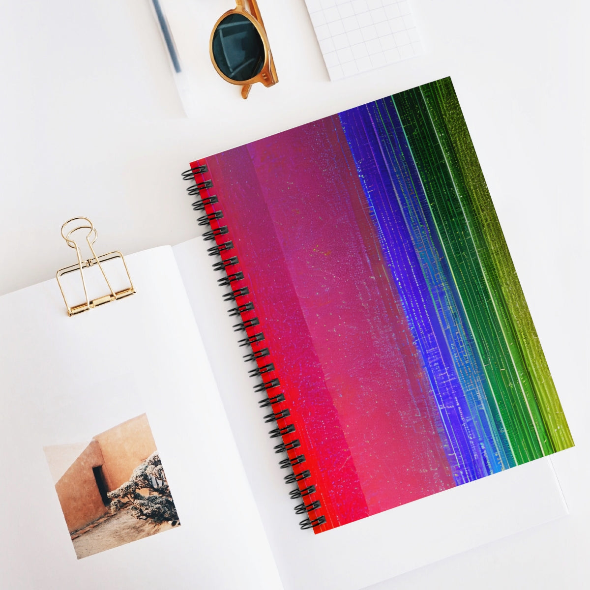 Colorful Spiral Notebook with Unique Line Design