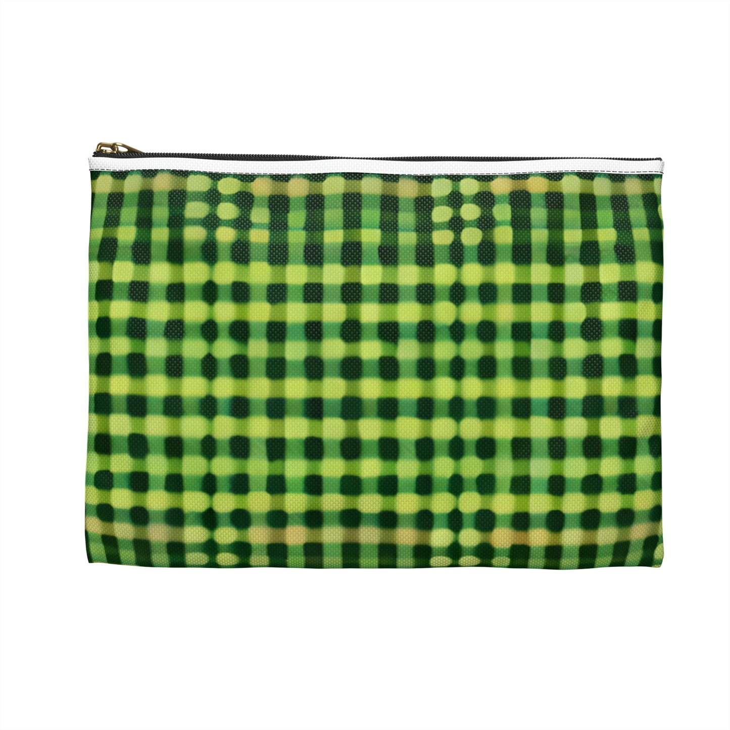 Check out this stylish green and black zipper pouch!