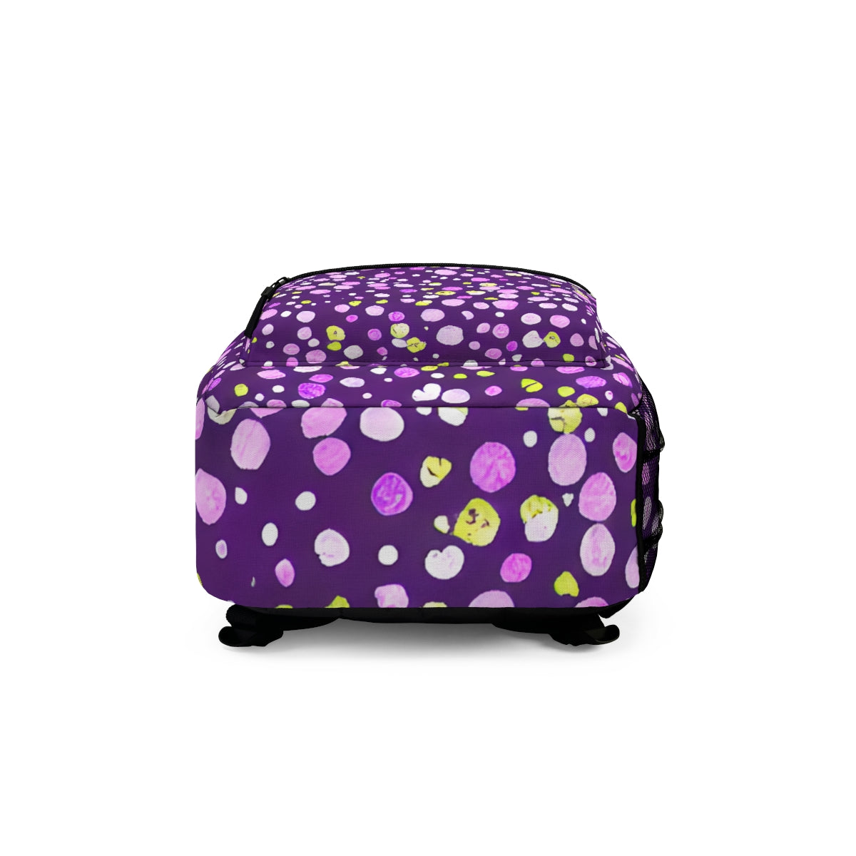 Bold and Playful: Purple Backpack with Yellow Dots