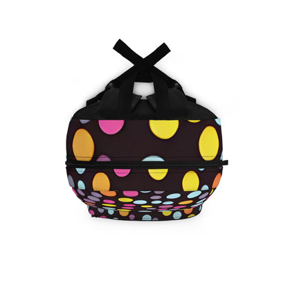 Colorful Polka Dots on a Classic Black Backpack: The Perfect Accessory for Any Occasion