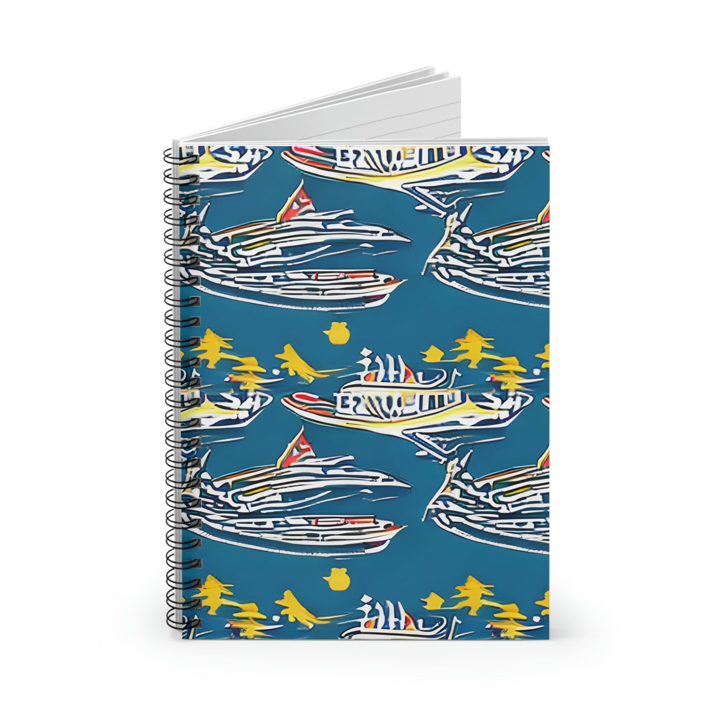 Set Sail with Style: Boat Pattern Spiral Notebook