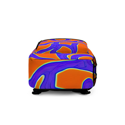 Swirling Orange and Blue Backpack: Perfect for Any Adventure!