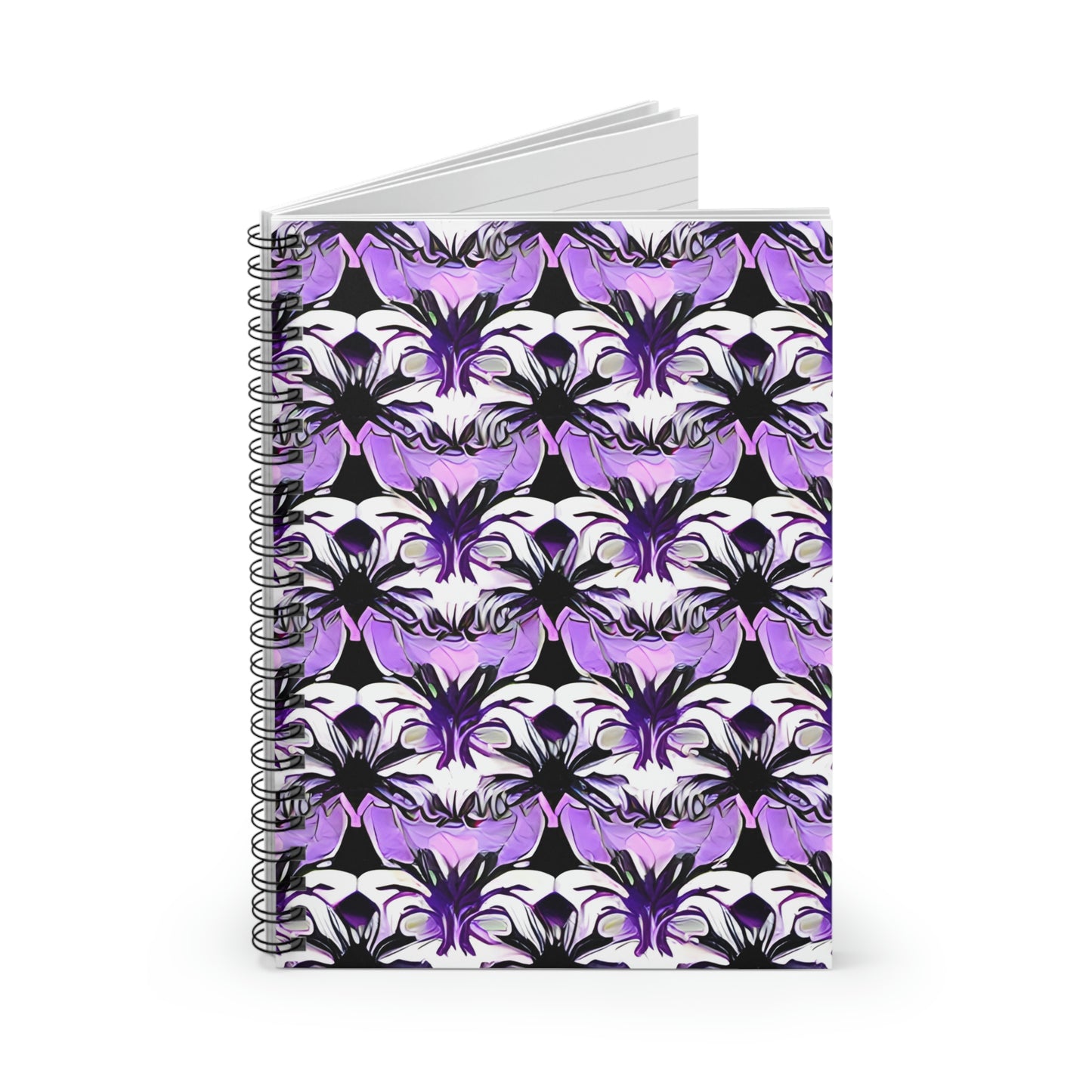 Purple and Black Flower Spiral Notebook: A Stylish Writing Companion!