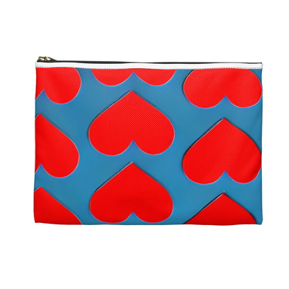 Heartwarming Blue and Red Zipper Pouch - A Cute Accessory!