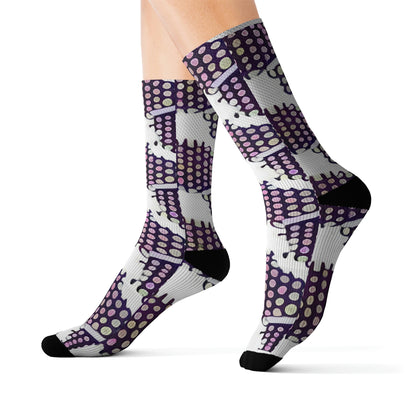 Stylish Purple & White Patterned Socks - Great Footwear Accessory!