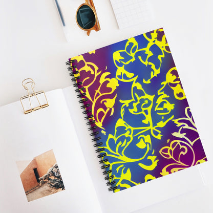 Flower Power Spiral Notebook: Yellow and Blue Floral Design