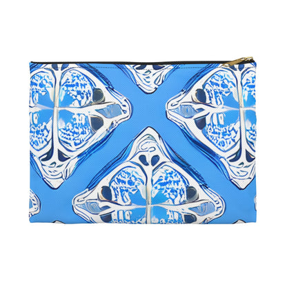 Floral Fun: Blue and White Zipper Pouch with Eye-catching Design