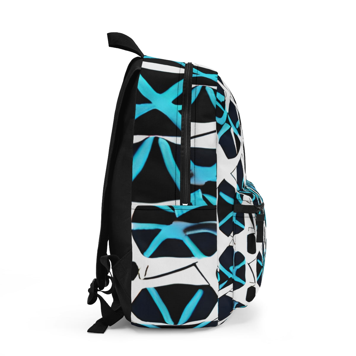 Bold Geometric Black and Blue Backpack: Your Perfect Travel Companion